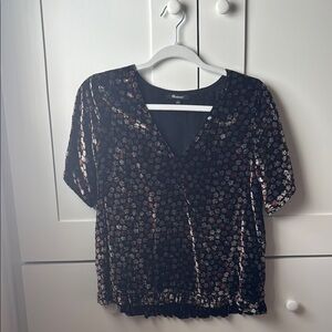 Madewell Black Sequin Relaxed Blouse